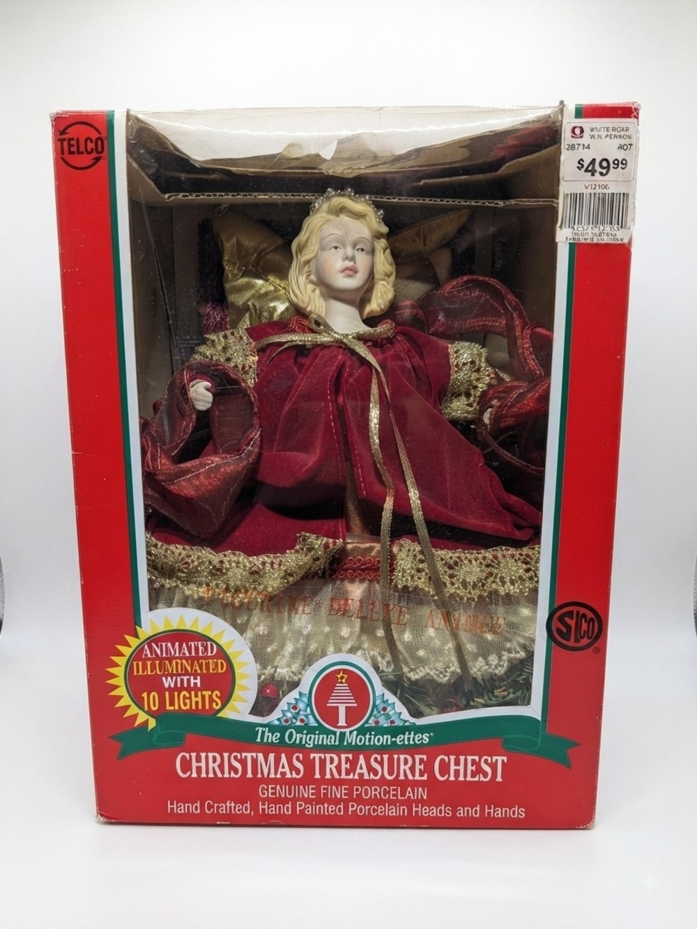 Telco Christmas Motion-ettes Animated Angel Treasure Chest – Vintage Holiday